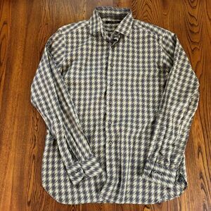 Hammer Made Long‎ Sleeve Geometric Print Button Up Dress Shirt Men's Size 41-16